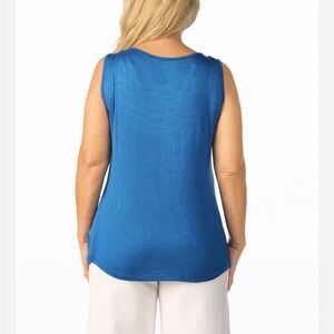 Suzannes royal blue Cotton sleeveless tank top blouse w button detail women's XL